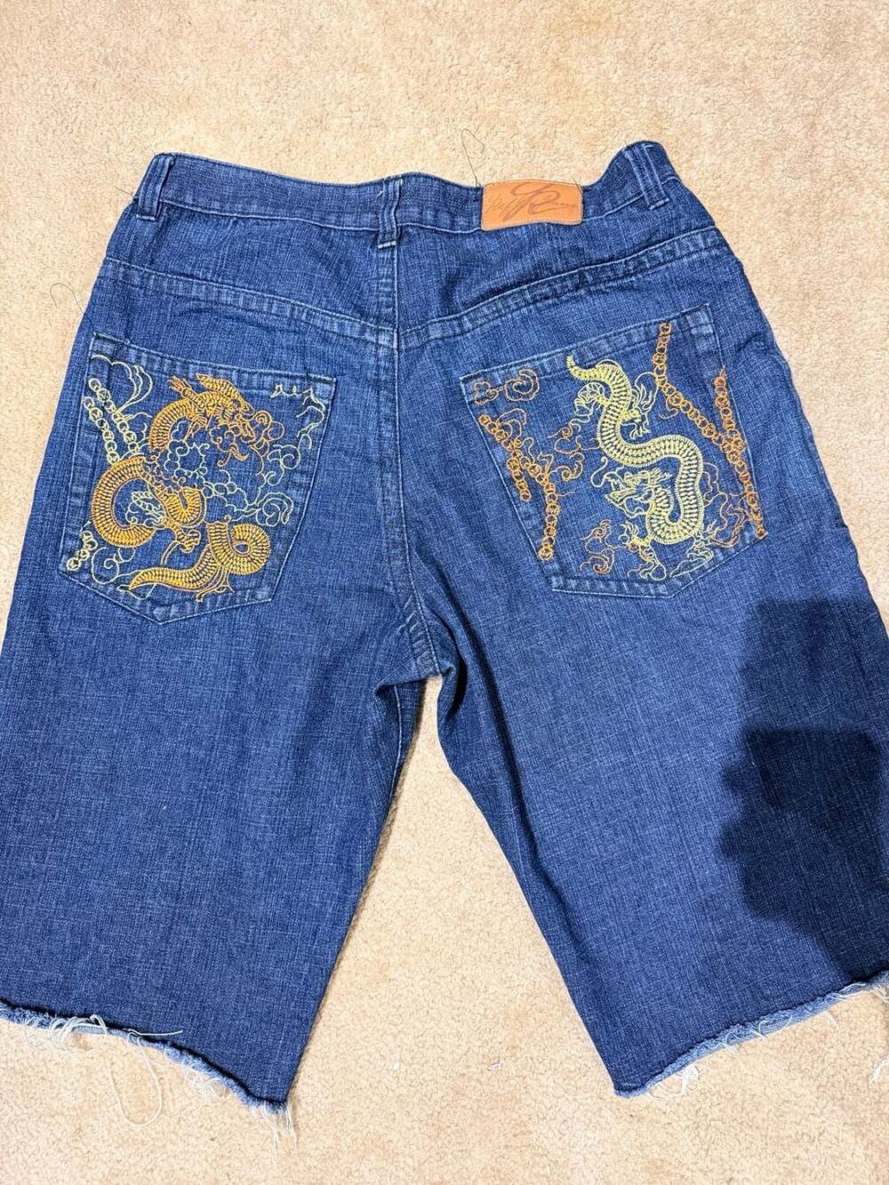 Ruff Rider Jeans Y2K Dragon Embroidered Denim Jorts Shorts Size 36